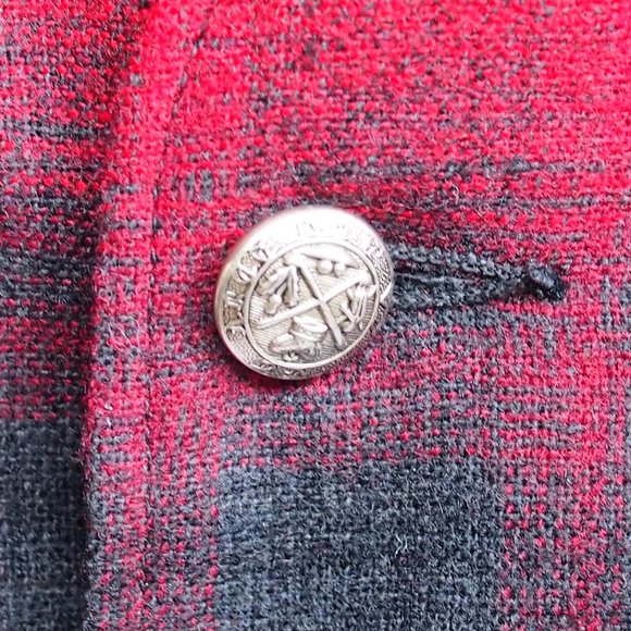 vtg 60s PENDLETON Wool Red Tartan Plaid Vest Waistcoat Cruiser Silver Buttons M - Picture 5 of 9